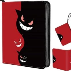 Merkloos Verzamelmap Geschikt Voor Pok Mon Kaarten - 9 Pocket - 900 Kaarten - 50 Pagina S - Waterproof - Pok Mon Kaarten - Map Voor Pok Mon - Premium Kwaliteit - Inclusief Pakje Pok Mon Kaarten - BordeauxRood