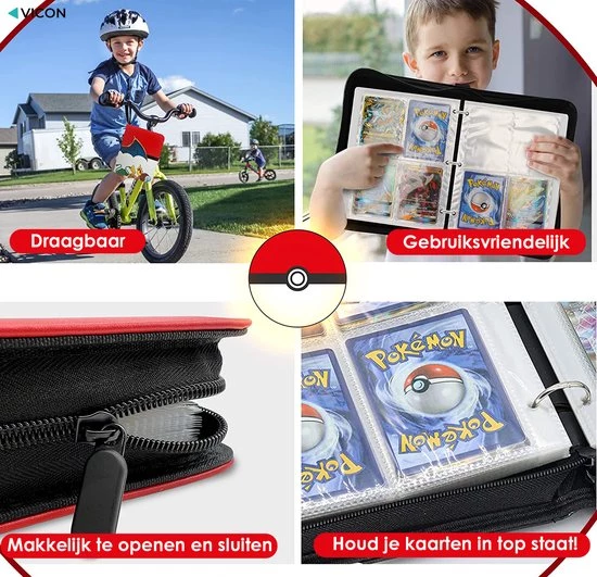 Vicon Verzamelmap Geschikt Voor Pokémon - 400 Kaarten - Premium Kwaliteit - 4 Pocket Verzamelalbum - 50 Pagina's - Map Voor Pokémon - Binder 3 Vicon Verzamelmap Geschikt Voor Pokémon - 400 Kaarten - Premium Kwaliteit - 4 Pocket Verzamelalbum - 50 Pagina's - Map Voor Pokémon - Binder - Afbeelding 3
