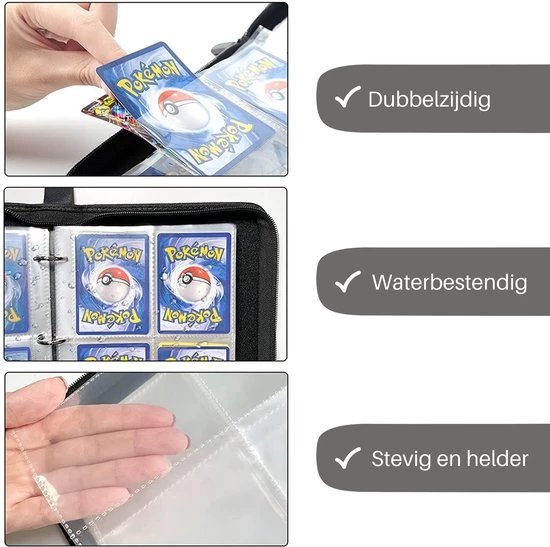 NAPI Verzamelmap Geschikt Voor Pokémon - Map Voor 400 Kaarten - 50 Pagina’s - 4 Pocket - Premium Kwaliteit - Zwart - Box - Binder 2 NAPI Verzamelmap Geschikt Voor Pokémon - Map Voor 400 Kaarten - 50 Pagina’s - 4 Pocket - Premium Kwaliteit - Zwart - Box - Binder - Afbeelding 2
