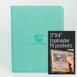 Gemloader Premium 3''X4'' Toploader Fit, Pokemon Kaarten Verzamelmap [216 Pockets] Tiffany Blue